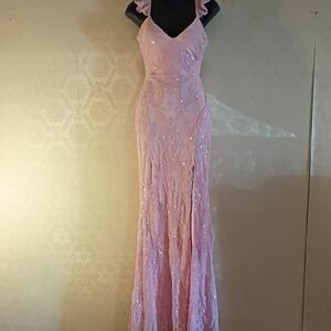 Windsor Light Pink Sequin Maxi Dress. Size Small, Long Side Slit.